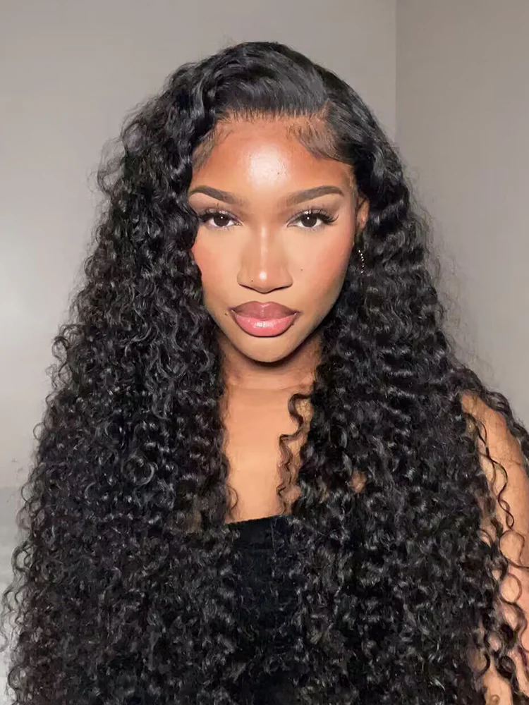 CurlyMe 360 Lace Fit Wear Go Pre-Bleached Deep Wave Human Hair Glueless Wig Pre-Plucked - Image 4