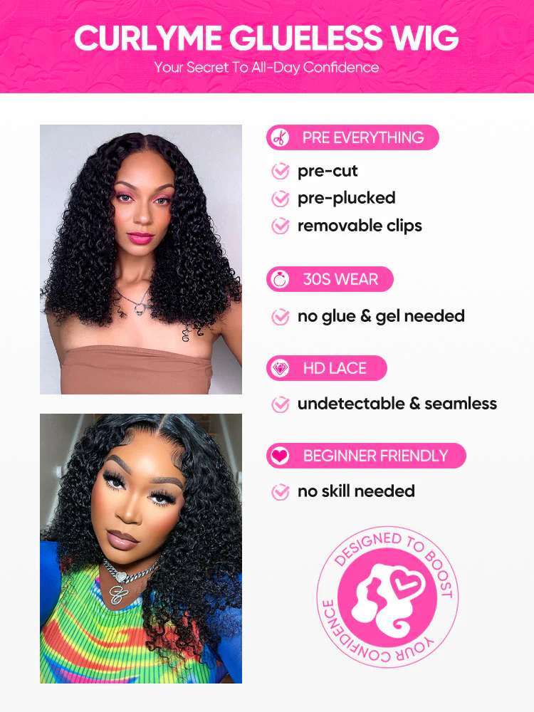 CurlyMe Pre-bleached Kinky Curly 7x5 Pre-cut HD Lace Wear Go Glueless Wig - Image 10