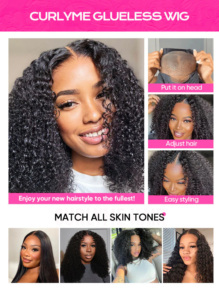 CurlyMe Pre-bleached Kinky Curly 7x5 Pre-cut HD Lace Wear Go Glueless Wig - Image 9