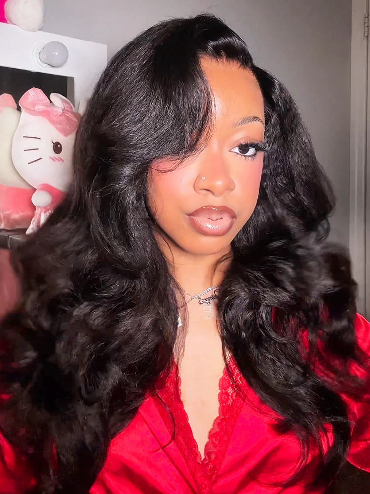 CurlyMe Pre-bleached Kinky Straight Hair Wear Go Glueless Wig 7x5 Pre-cut HD Lace Pre-plucked - Image 3