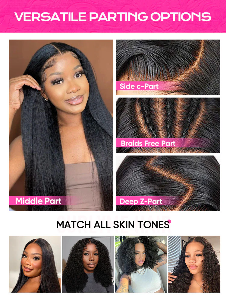 CurlyMe Pre-bleached Kinky Straight Hair Wear Go Glueless Wig 7x5 Pre-cut HD Lace Pre-plucked - Image 9