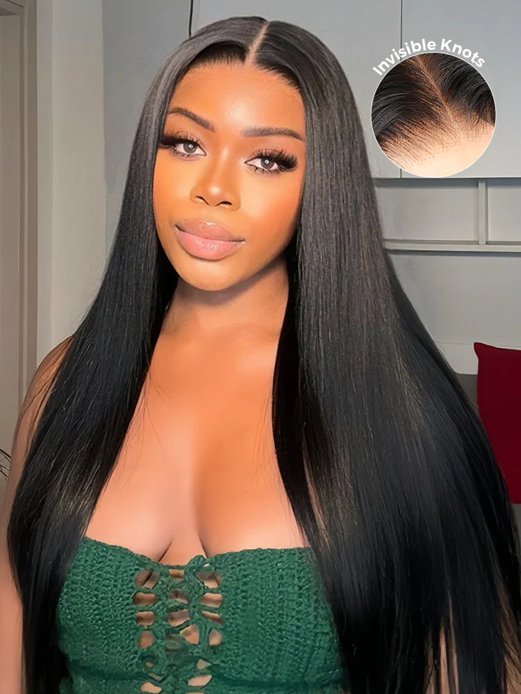 CurlyMe Pre-bleached Straight Hair Wear Go Glueless Wig 7x5 Pre-cut HD Lace Pre-plucked - Image 5