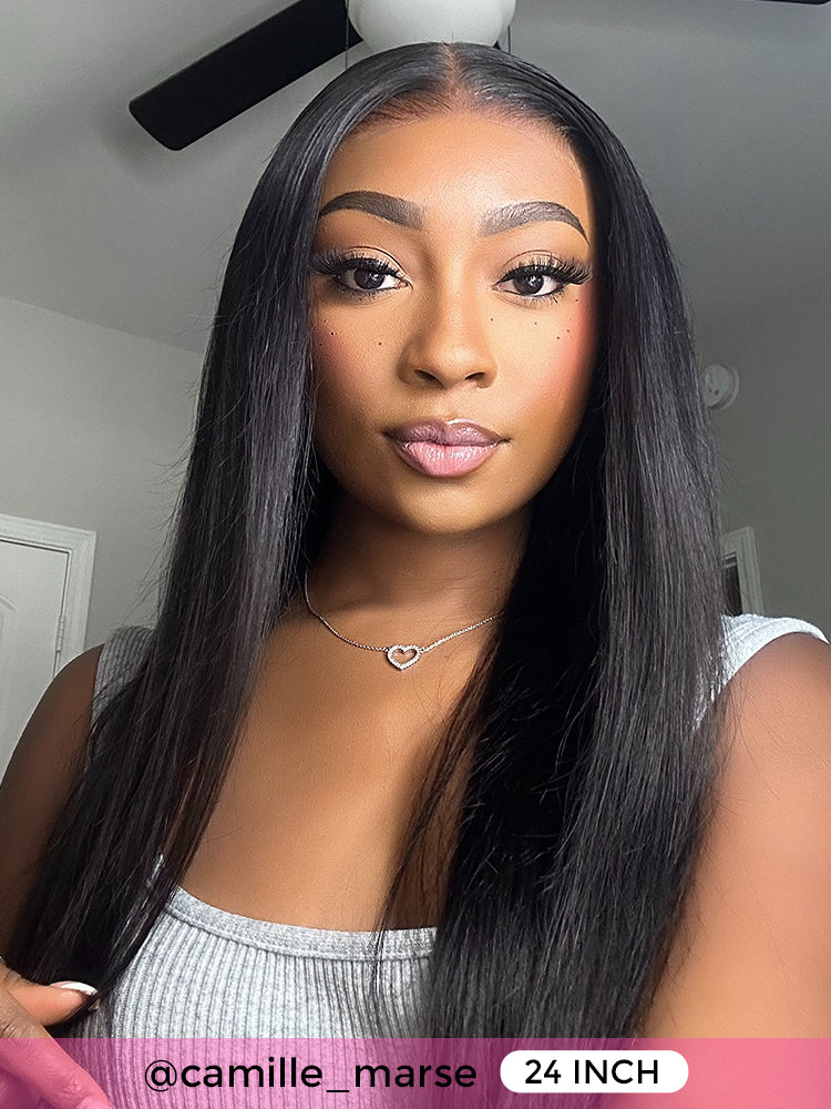 CurlyMe Pre-bleached Straight Hair Wear Go Glueless Wig Pre-cut HD Lace Pre-plucked - Image 3