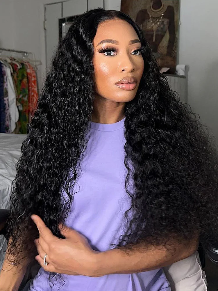 CurlyMe Pre-bleached Wear Go Glueless Wig 7x5 Pre-cut HD Lace Water Wave Human Hair - Image 12