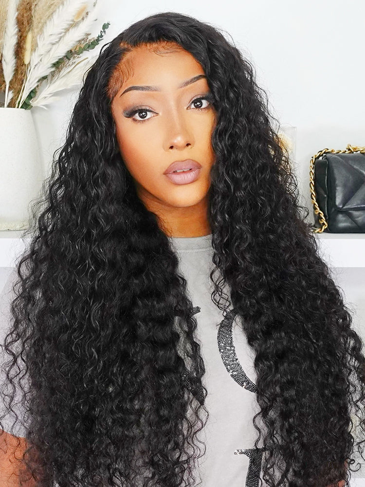 CurlyMe Pre-bleached Wear Go Glueless Wig 7x5 Pre-cut HD Lace Water Wave Human Hair - Image 4