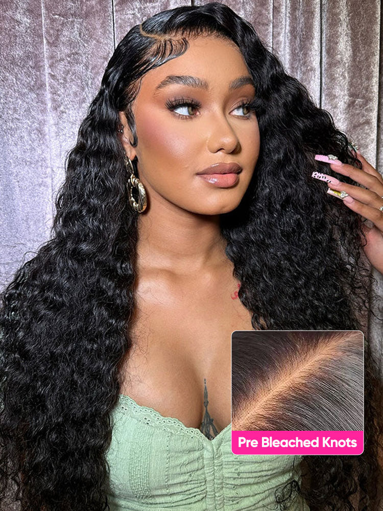 CurlyMe Pre-bleached Wear Go Glueless Wig 7x5 Pre-cut HD Lace Water Wave Human Hair - Image 9