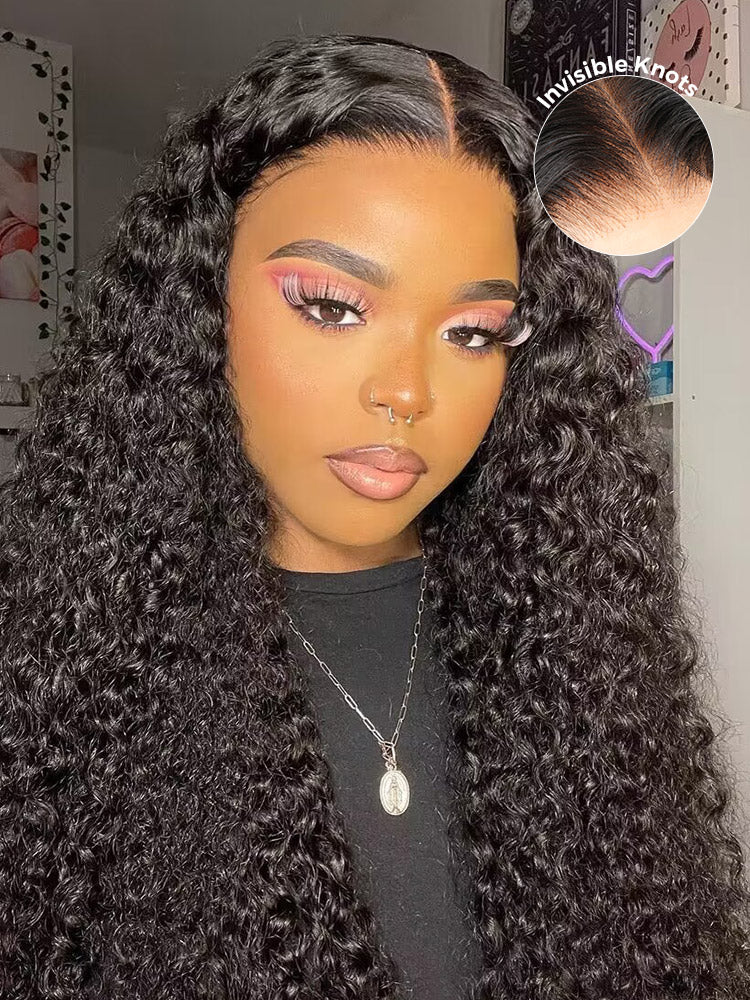 CurlyMe Pre-bleached Knots Wear Go Glueless Wig Pre-cut HD Lace Water Wave Human Hair - Image 3