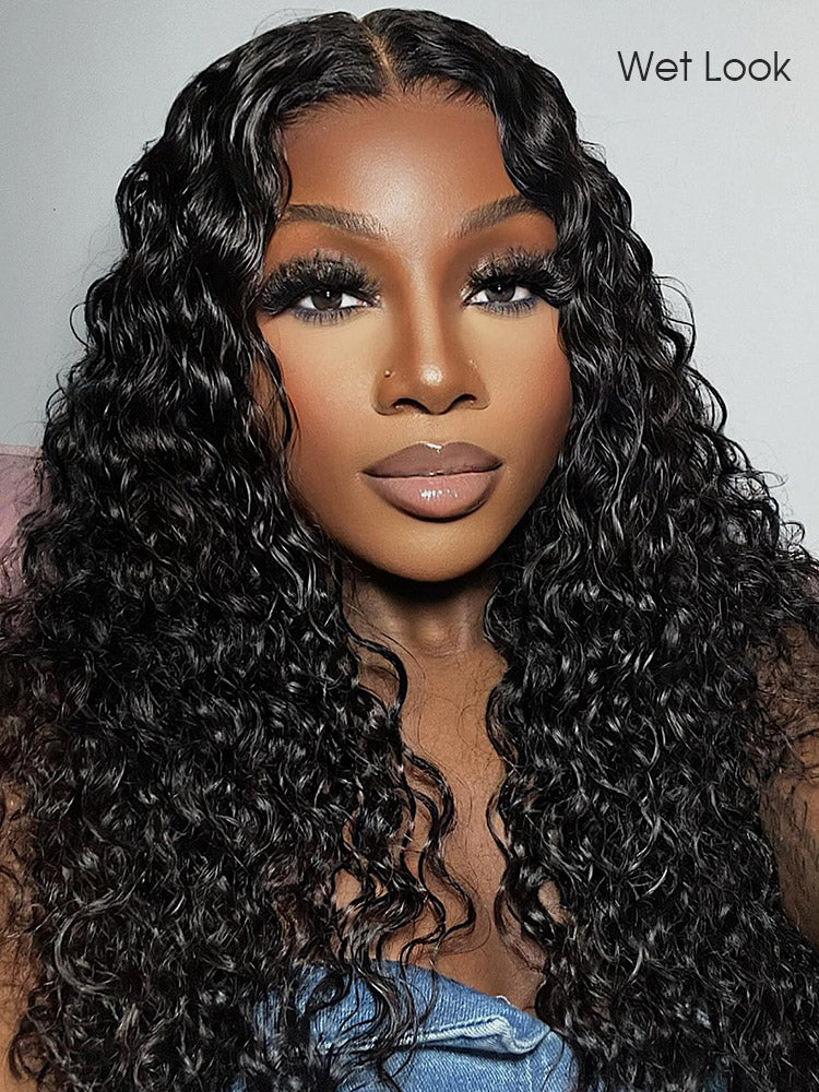 CurlyMe Pre-bleached Knots Wear Go Glueless Wig Pre-cut HD Lace Water Wave Human Hair - Image 5