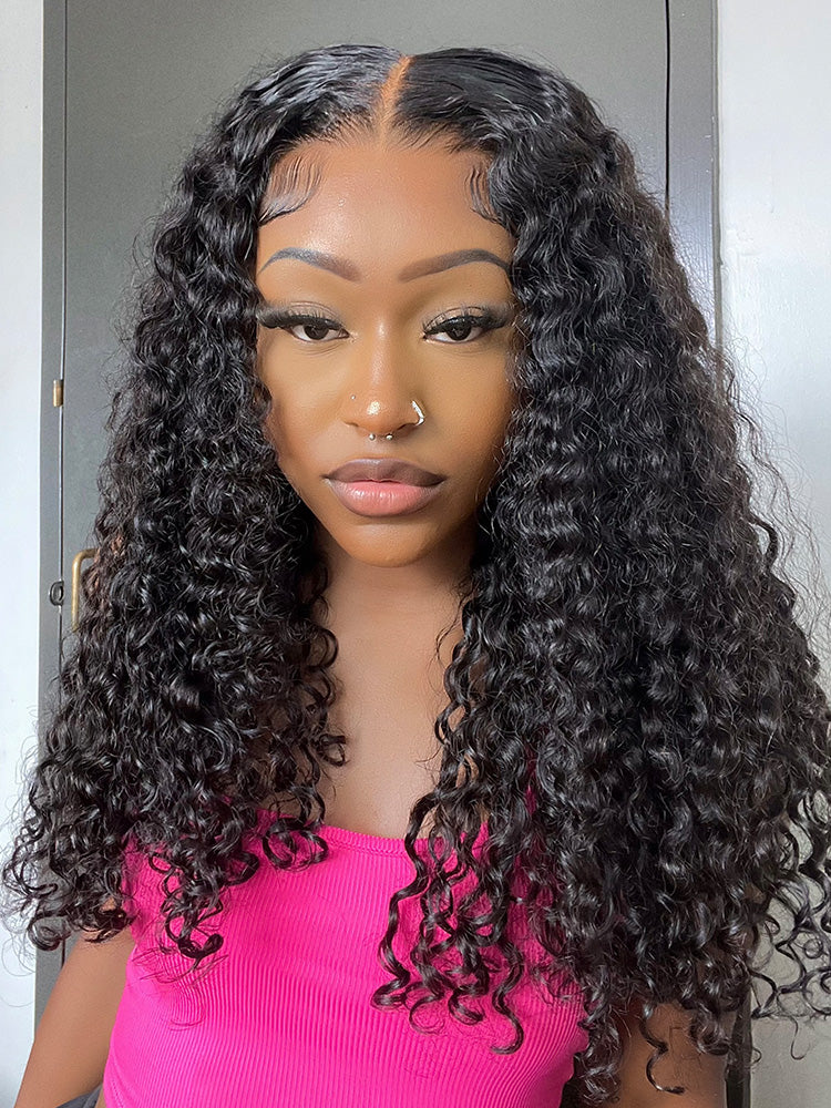 CurlyMe Pre-bleached Knots Wear Go Glueless Wig Pre-cut HD Lace Water Wave Human Hair - Image 6