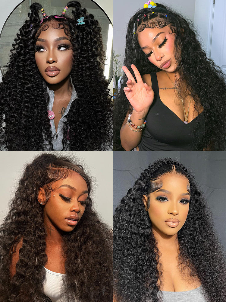 CurlyMe 360 Lace Fit Wear Go Pre-Bleached Water Wave Human Hair Glueless Wig Pre-Plucked - Image 14