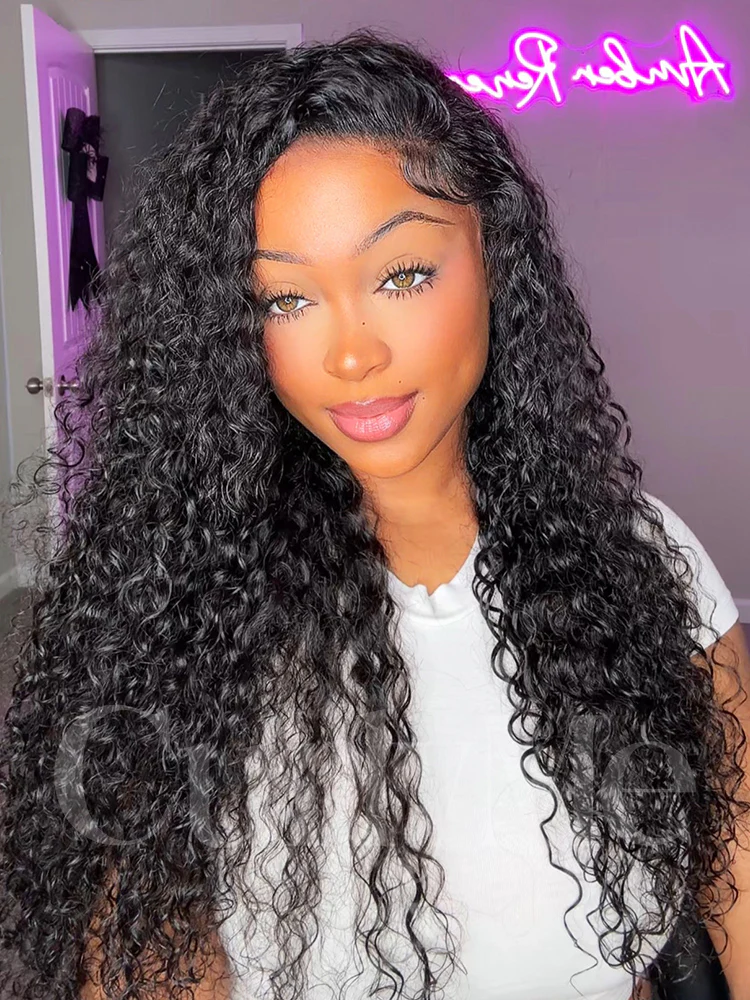 CurlyMe 360 Lace Fit Wear Go Pre-Bleached Water Wave Human Hair Glueless Wig Pre-Plucked - Image 3