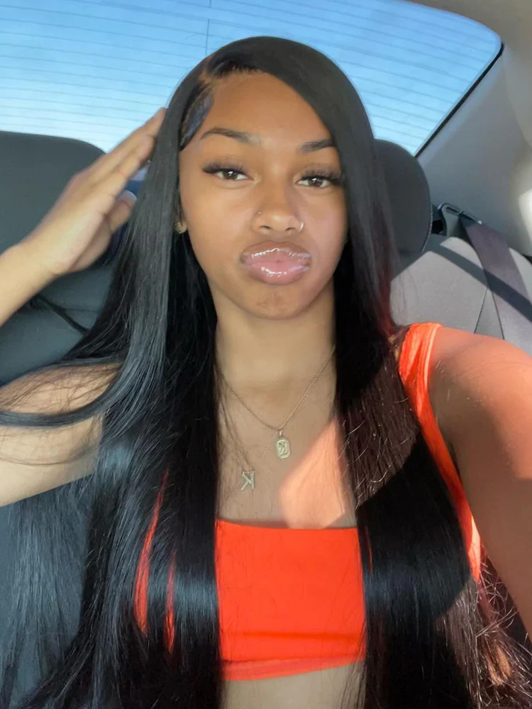 CurlyMe Pre-bleached Silky Straight Hair 13x4 Swiss HD Lace Front Wigs Pre Plucked For Women - Image 6