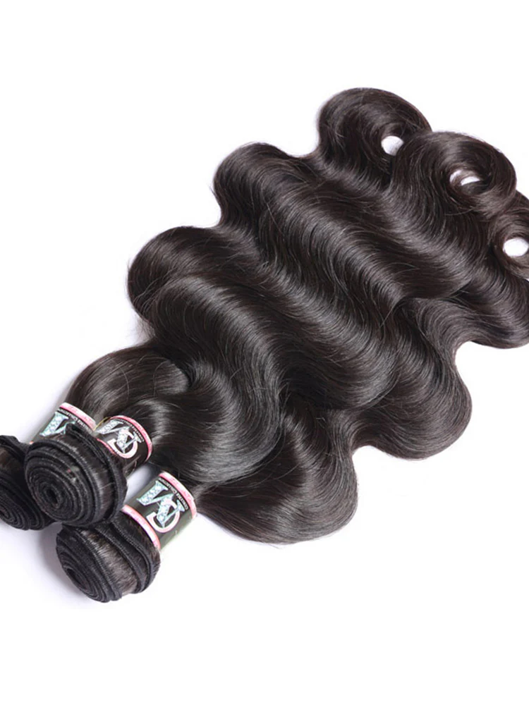 CurlyMe Body Wave Virgin Human Hair 3 Bundles With 13x4 Frontal Natural Black - Image 5