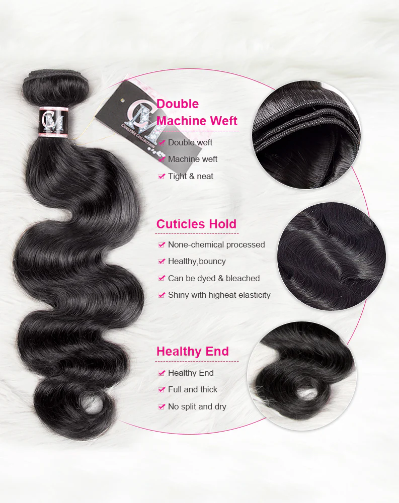 CurlyMe Body Wave Human Hair 4 Bundles with 4x4 Lace Closure - Image 4
