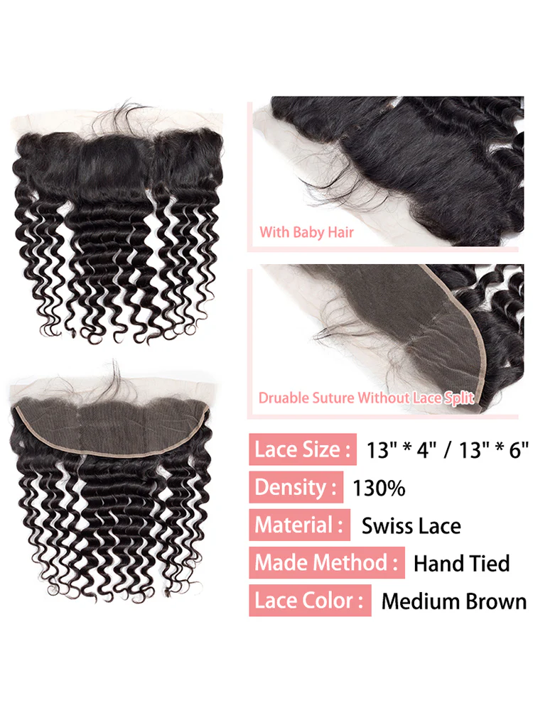 CurlyMe Loose Deep Wave Human Hair 3 Bundles With 13x4 Frontal Natural Black - Image 4