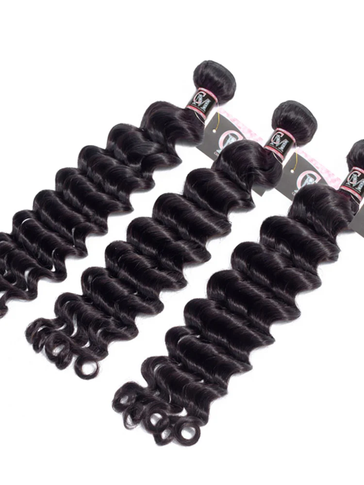 CurlyMe Loose Deep Wave Human Hair 3 Bundles With 13x4 Frontal Natural Black - Image 6