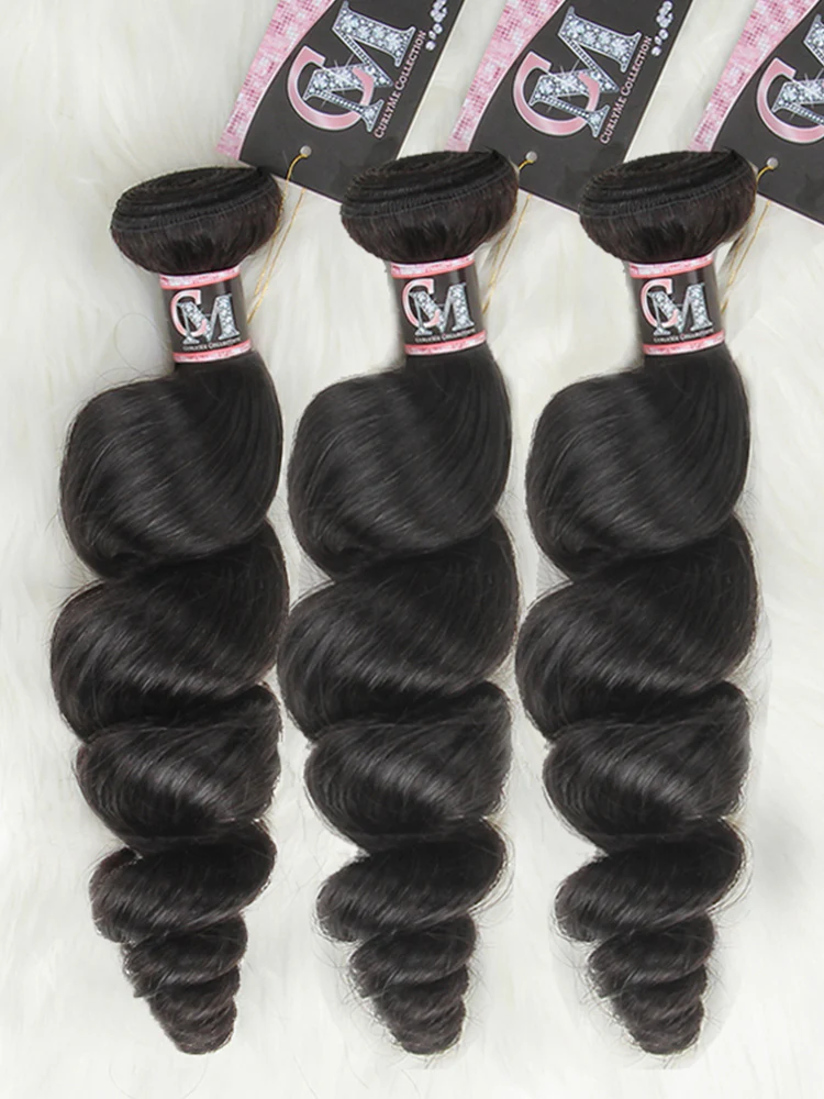 CurlyMe Loose Wave Virgin Human Hair 3 Bundles With 13x4 Frontal Natural Black - Image 5