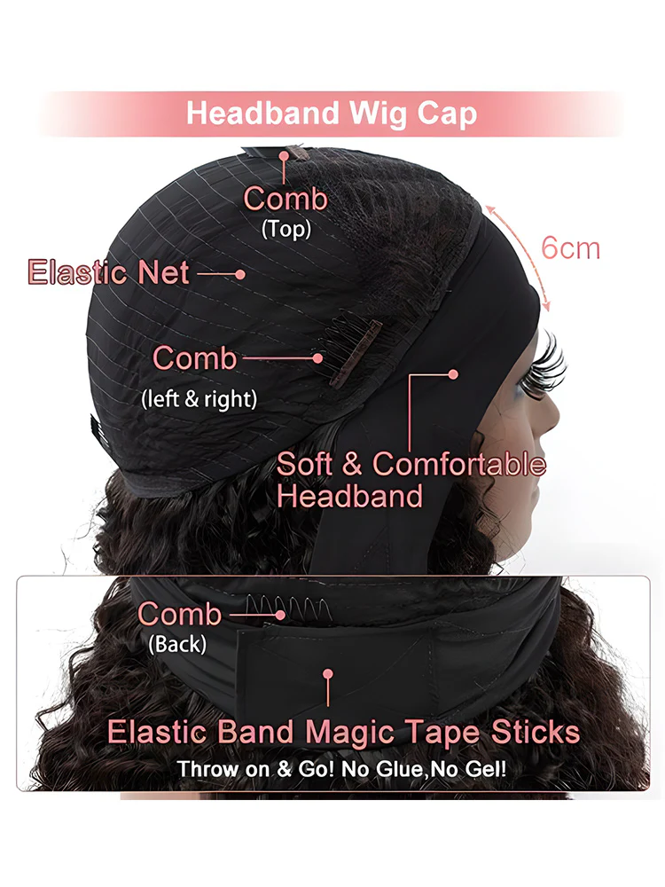 CurlyMe Straight Hair Headband Wig Non Lace Human Hair Wigs - Image 9