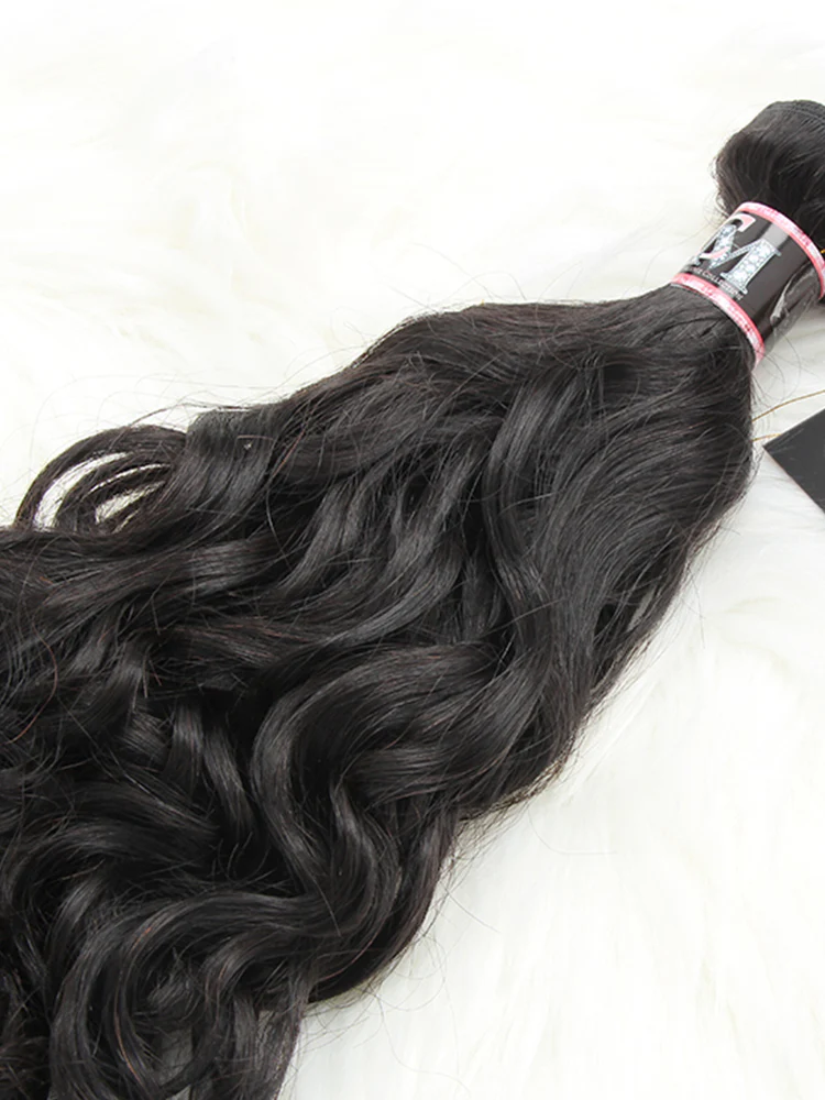 CurlyMe Natural Wave Virgin Human Hair 3 Bundles With 13x4 Frontal Natural Black - Image 6