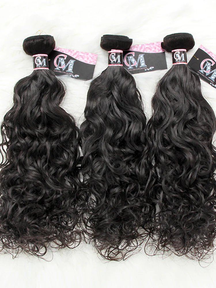 CurlyMe Natural Wave Virgin Human Hair 3 Bundles With 13x4 Frontal Natural Black - Image 7