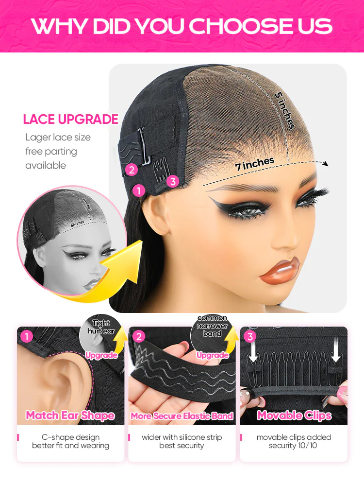 CurlyMe 7x5 HD Lace Glueless Bob Wigs Wear Go Pre Cut Lace Human Hair Wigs - Image 6