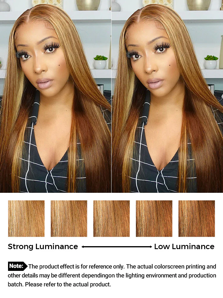 CurlyMe Highlights Ombre 7x5 Lace Wear Go Straight Glueless Wigs Pre Cut Lace Wig - Image 5
