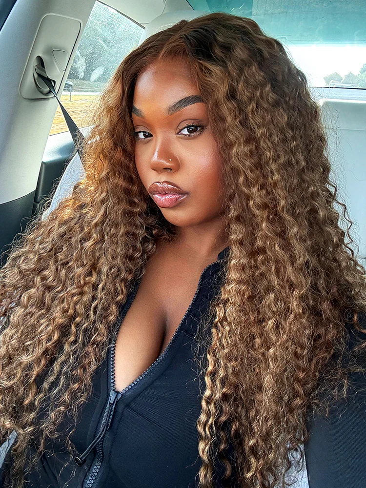 CurlyMe Pre-cut 7x5 Swiss Lace Water Wave Wear Go Highlights Ombre Hair Glueless Wig - Image 5